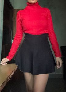 Chic Red Turtleneck Top