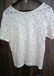 White Schiffli Cotton Top