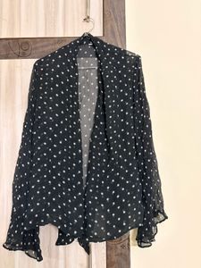Chic Polka Dot Sheer Kimono Jacket
