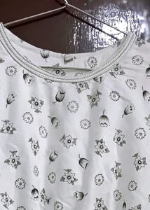 White Floral Print Kurta for girls and working wom