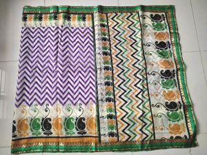 New White Combination Saree