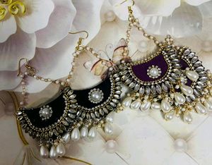 New Party Wear Earrings Colour Black &amp; Purple
