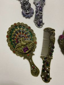 Vintage Peacock Mirror & Comb Set