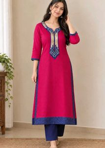 Vibrant Pink Embroidered Kurta