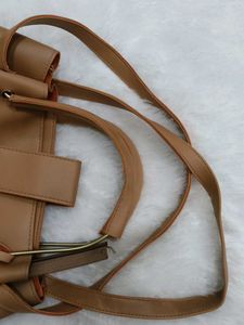 Stylish Tan Faux Leather Shoulder Bag