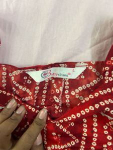 Red Bandhani Print Kurta