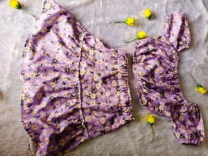 4-6 Years Girls Lavender Floral Co-Ord Set