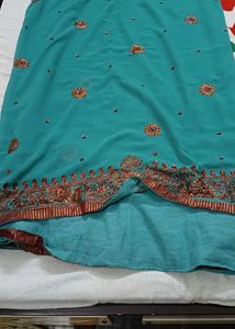 Stunning Teal Embroidered Saree