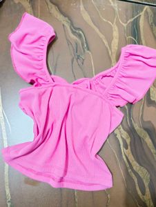 Vibrant Pink Ruched Twist Top