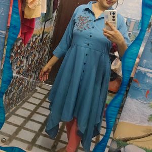 Chic Blue Embroidered dress