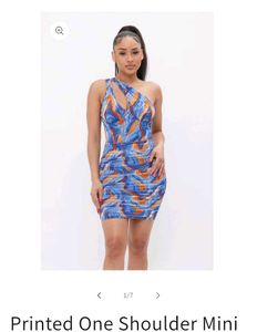 Stylish Blue One-Shoulder Dress