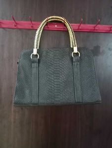 Black Satchel Handbag with Bow