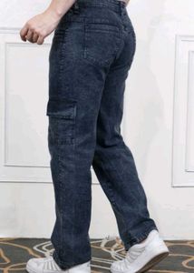 Men's Dark Wash Cargo Jeans