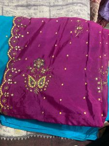 Only Rs499 Blue Magenta Colour Saree