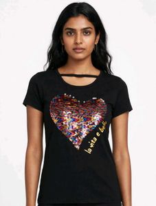 Sparkling Heart Sequin T-Shirt
