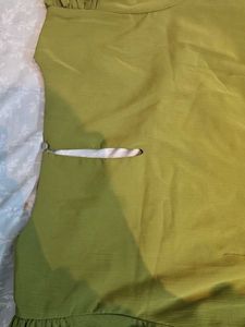 Green Square Neck Puff Sleeve Dress