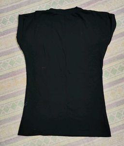 Black Casual Top with Stripe Detail