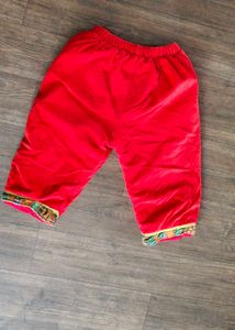 Red Velvet Pants with Gold Embroidery