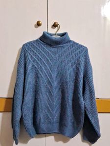 Soft Blue Turtle Neck Oversized Sweater