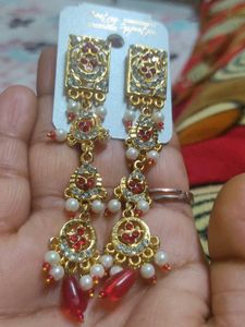 Elegant Gold Jhumka Earrings with Pearls