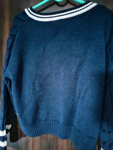 Navy Blue Cable Knit Sweater