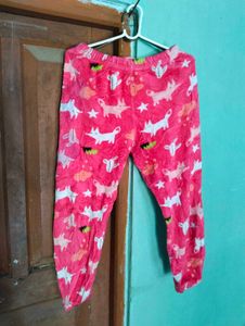 length 34,Cozy Pink Fox Print Pajama Pants