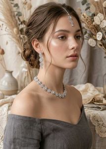 Stunning CZ Stone Necklace &amp; Earring Set