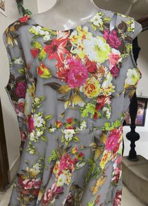 Sheer Floral Print Dress