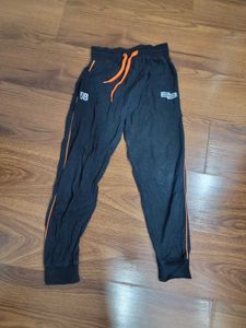 Black Joggers with Orange Accents
