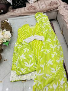 Bright Lime Green Kurta Set with Dupatta
