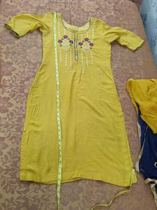 Yellow Kurta with Palazzo and Dupatta Set
