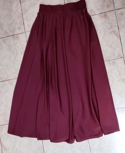 Maroon Elastic Waist Skirt
