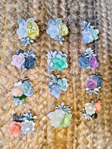 Sparkling Floral Hair Pins (Set of 12)