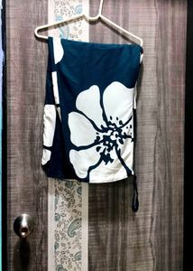 Elegant Navy Blue Kurta with White Floral Print