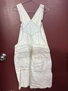 Distressed Denim Overalls Dress
