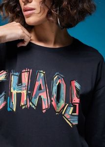 Women Black Graphic Typography Drop-Shoulder