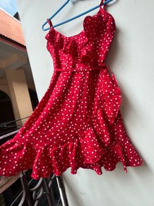 Red Heart Print Wrap Dress