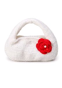 Handmade White Crochet Clutch with Rose