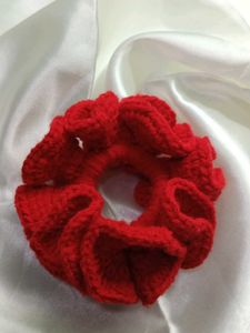 Handmade Red Crochet Scrunchie