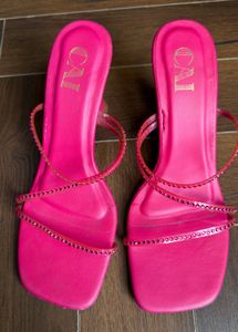 Hot Pink Embellished Heeled Sandals