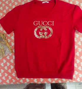 Red Gucci Sequin Logo T-Shirt