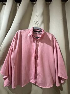 Zara Trafaluc Pink Cropped Shirt