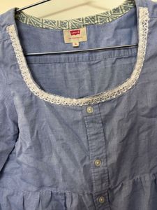 Blue Button-Up Peplum Tunic