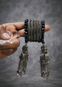 Exquisite Black Bead & Chain Bangles