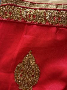 Elegant Pink &amp; Gold Embroidered Saree