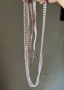 Y2K pearls, chain &amp; ribbon tie up belt
