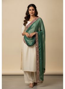 pure chiffon Cutwork Moti  work dupatta