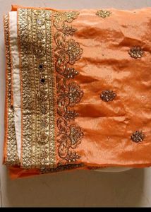 Festive Peach &amp; Cream Color Saree
