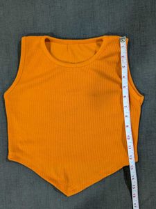 New Ribbed Orange Cropped Tank Top
