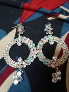 Elegant Floral Hoop Drop Earrings